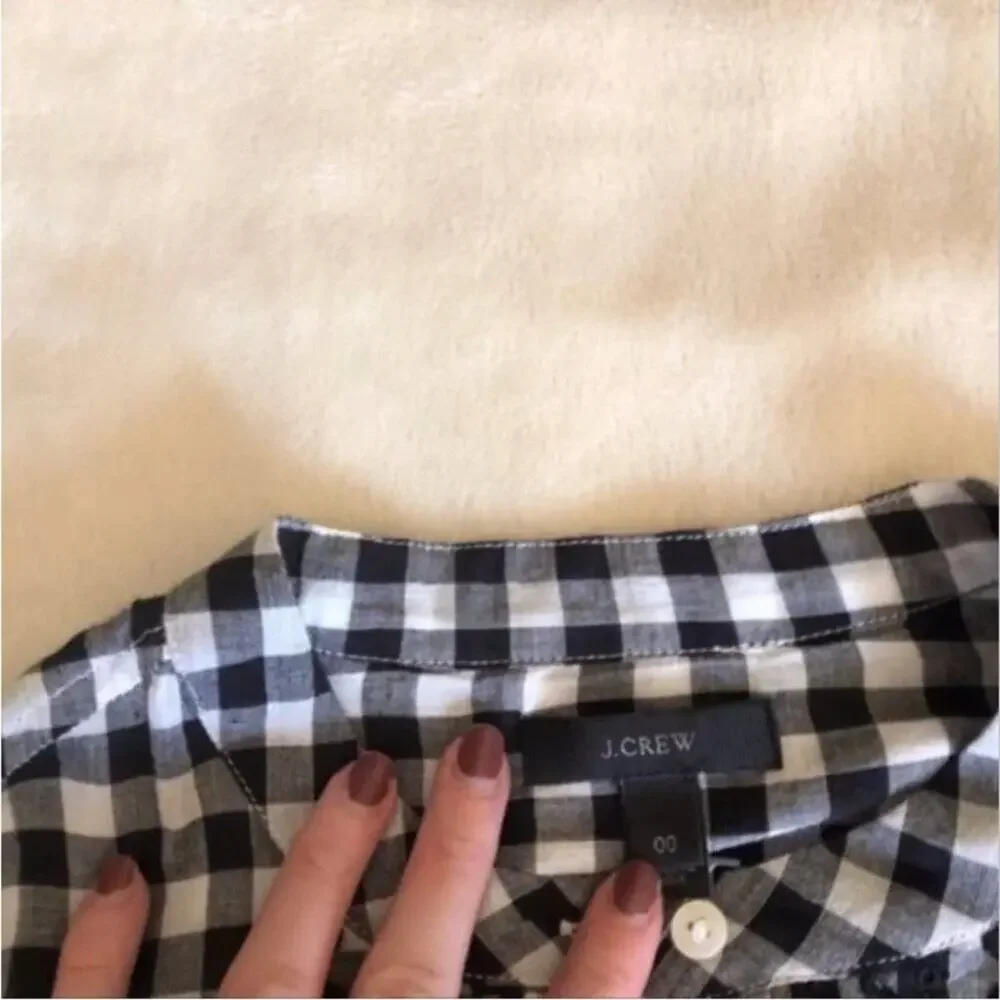 J. Crew Gingham Embroidered Bell Sleeve Popover